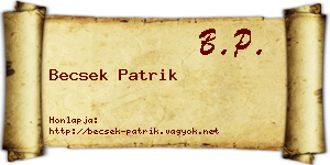 Becsek Patrik névjegykártya